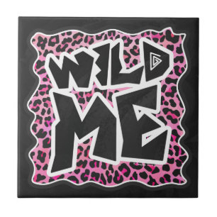 Leopard Wild Me Black and Hot Pink Design Tile
