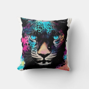 Leopard Wild Nature Animal Color Art Painting Throw Pillow