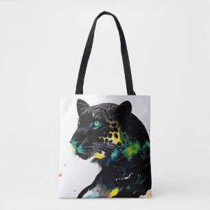 Leopard Wild Nature Animal Color Art Painting Tote Bag