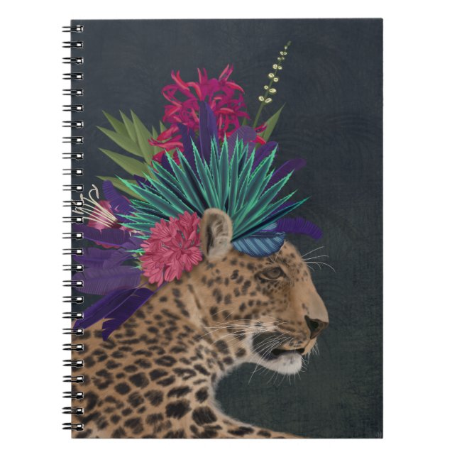 Leopard with Tropical Headpiece Notebook (Front)