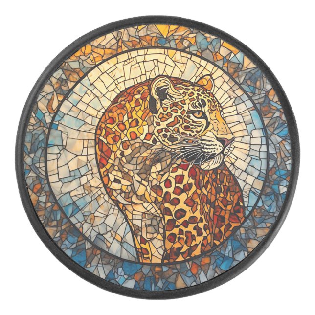 Leopard with Warm and Cool Tones Hockey Puck (Front)
