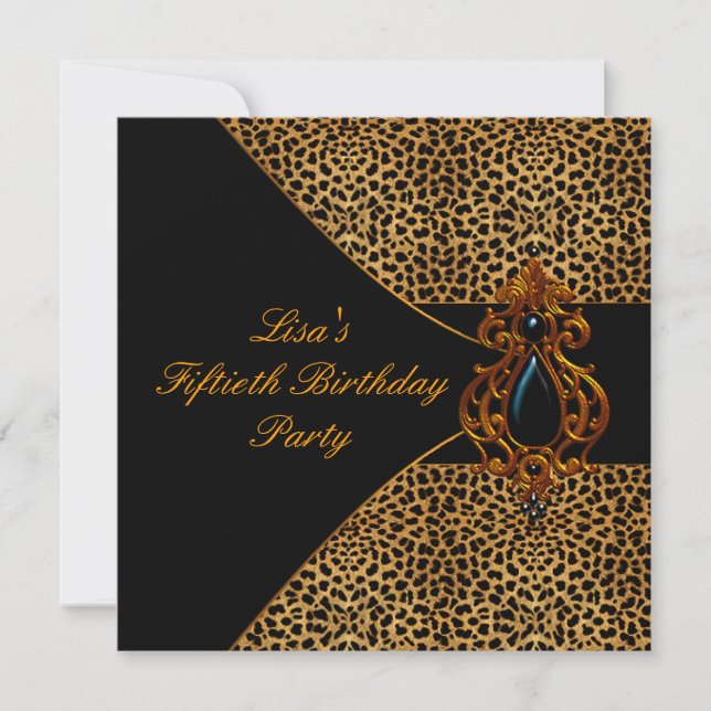 Leopard Womans 50th Birthday Party Invitation (Front)