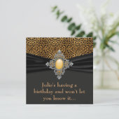 Leopard Womans Surprise 40th Birthday Party Invitation (Standing Front)
