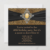 Leopard Womans Surprise 40th Birthday Party Invitation (Back)