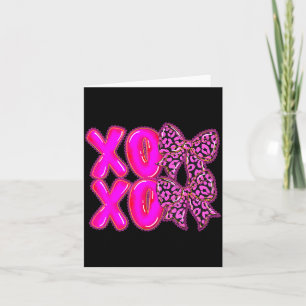 Leopard Xoxo Coquette Bow Hearts Valentine's Day W Card