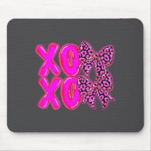 Leopard Xoxo Coquette Bow Hearts Valentine's Day W Mouse Pad