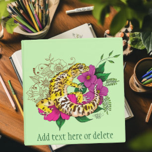 Leopard Yellow Gecko Green Binder