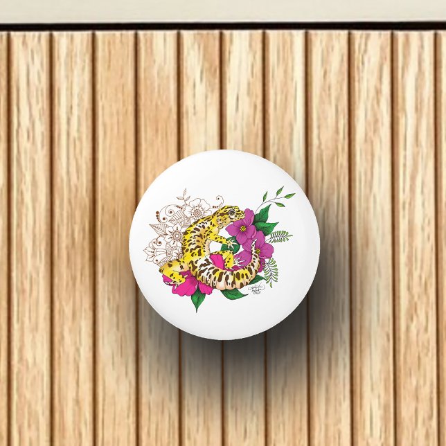 Leopard Yellow Gecko Green Ceramic Knob (Creator Uploaded)