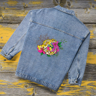 Leopard Yellow Gecko Green Denim Jacket