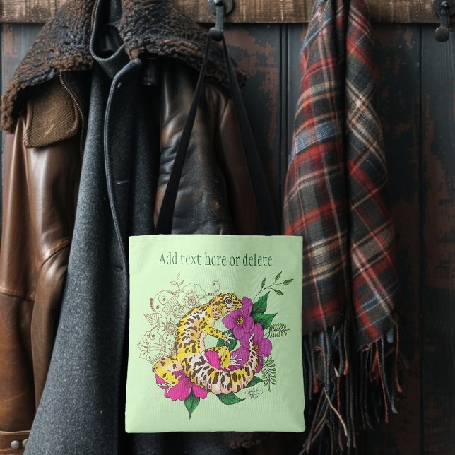 Leopard Yellow Gecko Green Tote Bag (Creator Uploaded)