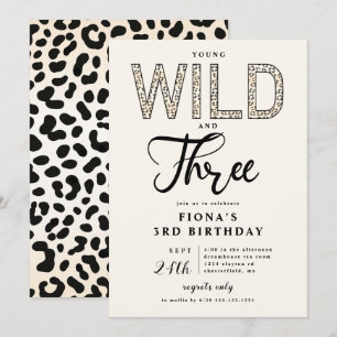 Leopard Young Wild Trois Invitation d'anniversaire