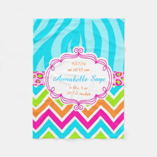 Leopard Zebra Chevron Birthday Fleece Blanket