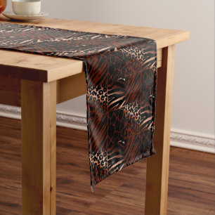 Leopard, Zebra, Giraffe, Tiger Pattern Short Table Runner