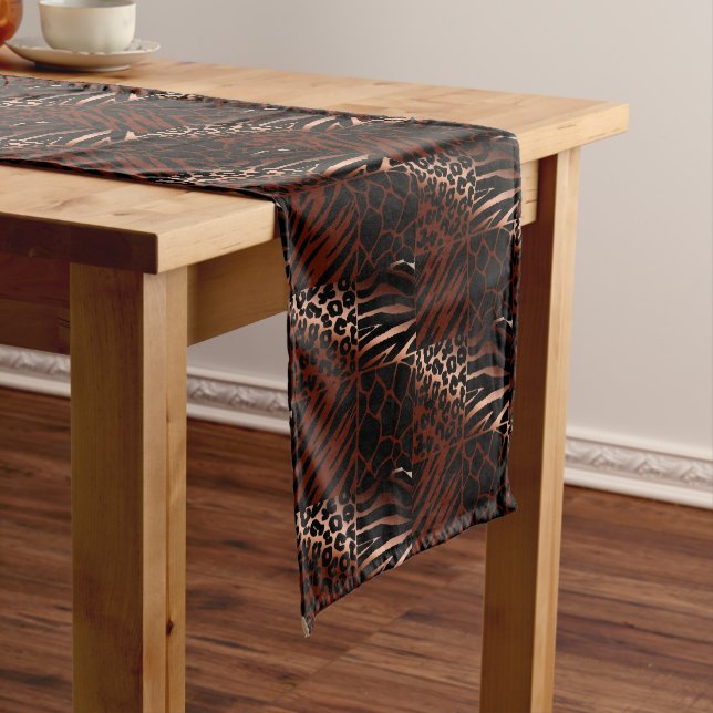 Leopard, Zebra, Giraffe, Tiger Pattern Short Table Runner (In Situ)