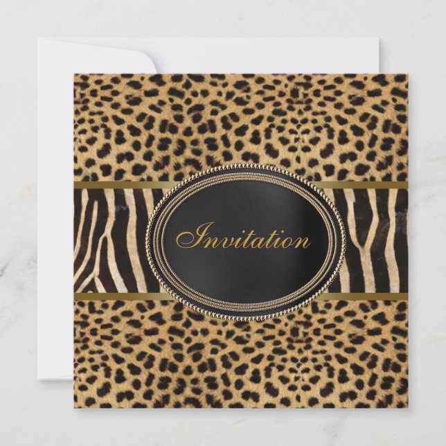 Leopard Zebra Party Invitation (Front)