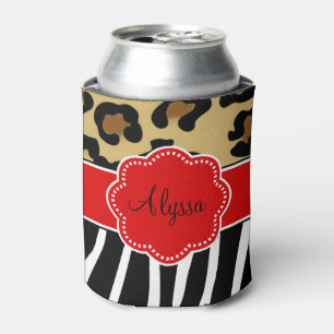 Leopard Zebra Personalized Can Cooler