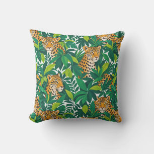 Leopards Among Lush Tropical Greenery Outdoor Pillow