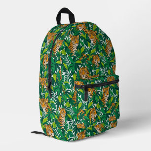 Leopards Among Lush Tropical Greenery Printed Backpack