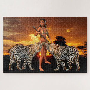 Leopards and Girl Jigsaw Puzzle