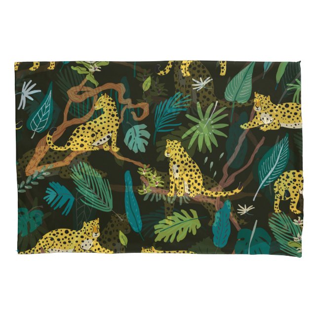 Leopards in Jungle: Vintage Wild Pillowcase (Front)