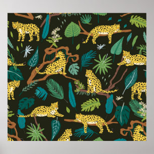 Leopards in Jungle: Vintage Wild Poster