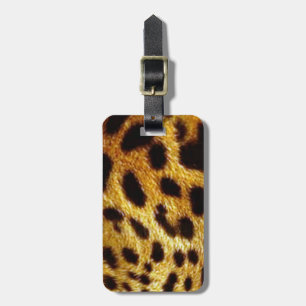 leopards skin print luggage tag