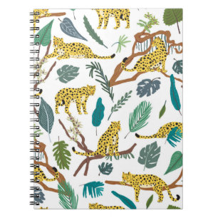 Leopards wild animals in jungle forest hand drawn  notebook