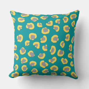 Leopared pattern colourful blue and yellow for her throw pillow