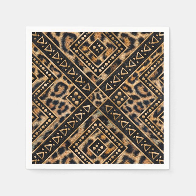 Leopart Fur with African Decor #2 Napkin (Front)