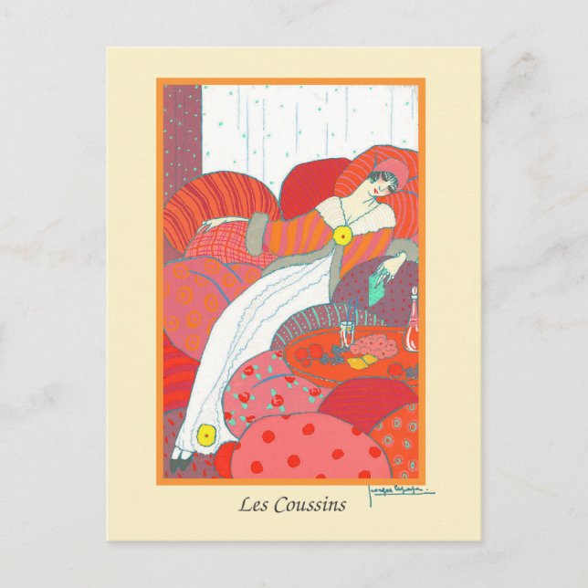 Lepape Fine Art Deco Fashion Les Coussins Postcard (Front)