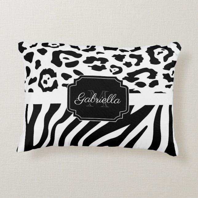 Lepard Print / Zebra Print Accent Pillow (Back)
