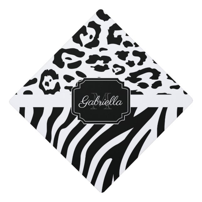 Lepard Print / Zebra Print Graduation Cap Topper (Front)