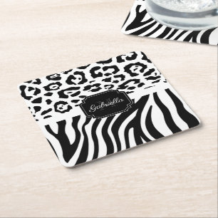 Lepard Print / Zebra Print Square Paper Coaster
