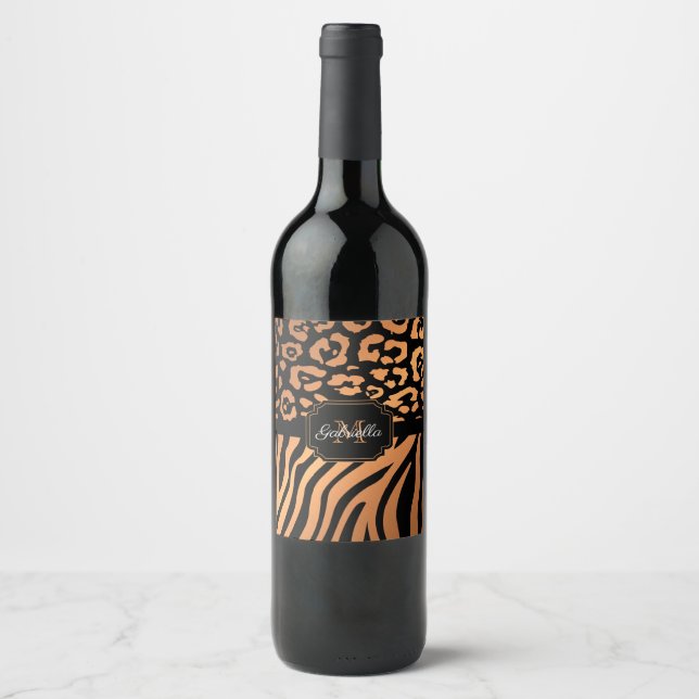 Lepard Print / Zebra Print Wine Label (Front)