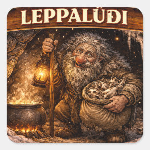 Leppaludi Icelandic Yule Lad Square Sticker