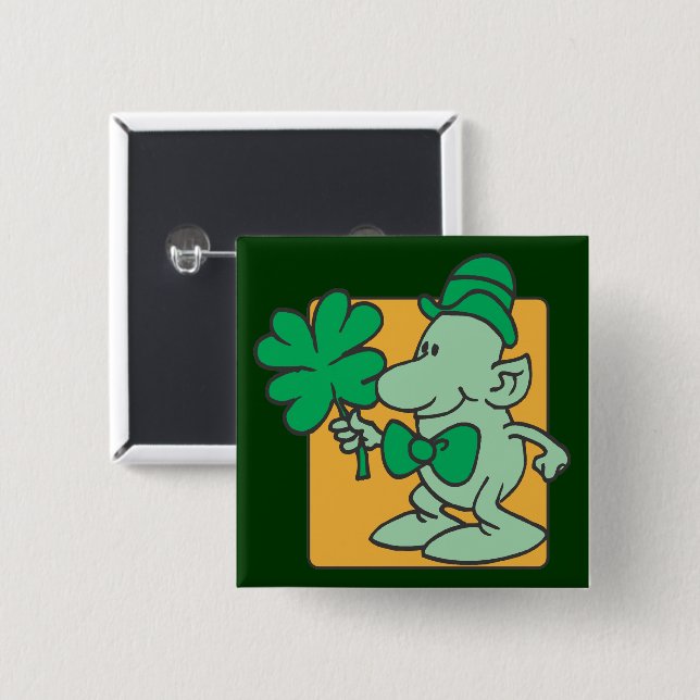 Leprechaun 2 Inch Square Button (Front & Back)