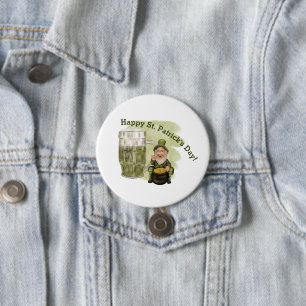 Leprechaun and Green Beer St. Patrick's Day 3 Inch Round Button