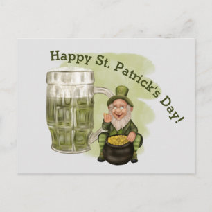 Leprechaun and Green Beer St. Patrick's Day Postcard