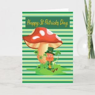Leprechaun and Mushroom St Patrick's Day Card