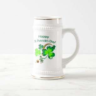 Leprechaun and Shamrock Beer Stein