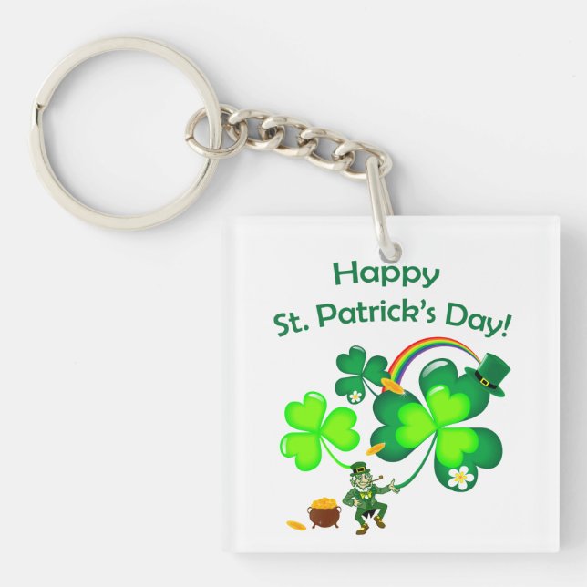 Leprechaun and Shamrock Keychain (Front)