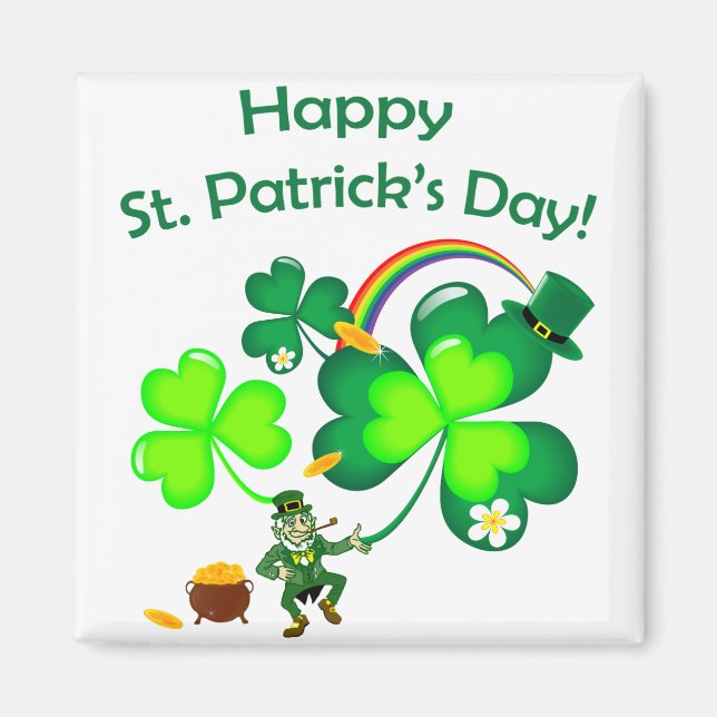Leprechaun and Shamrock Magnet (Front)