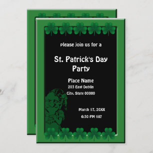 Leprechaun and Shamrocks St. Patrick's Day Party Invitation