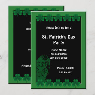 Leprechaun and Shamrocks St. Patrick's Day Party Invitation
