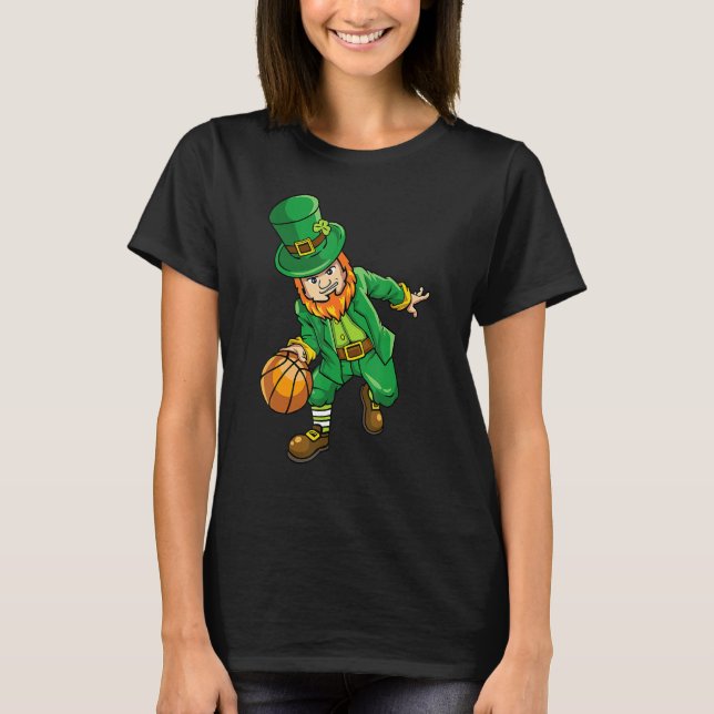 Leprechaun Basketball St Patricks Day Lucky for Me T-Shirt (Front)