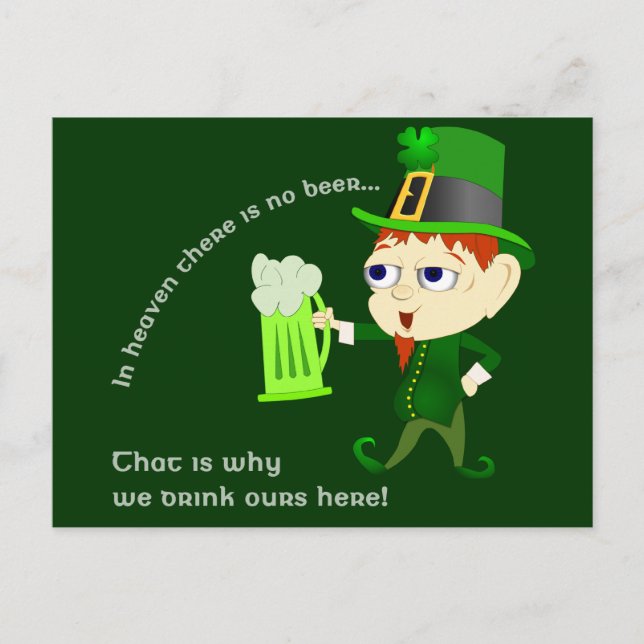 Leprechaun Beer St. Patrick's Day Postcard (Front)
