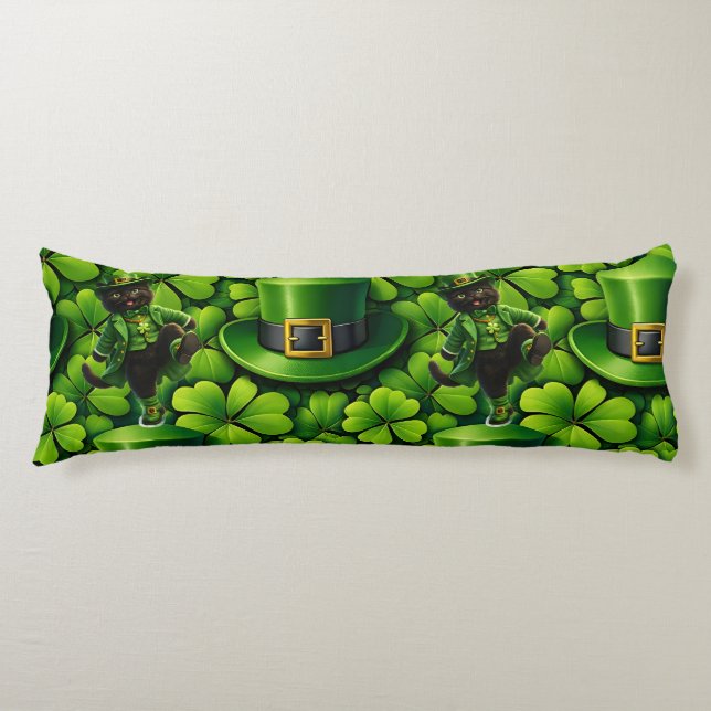 Leprechaun black cat Saint Patrick's Day lumber Body Pillow (Front)