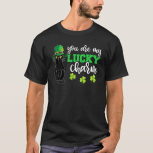 Leprechaun Black Cat St Patricks Day  Lucky Charm T-Shirt