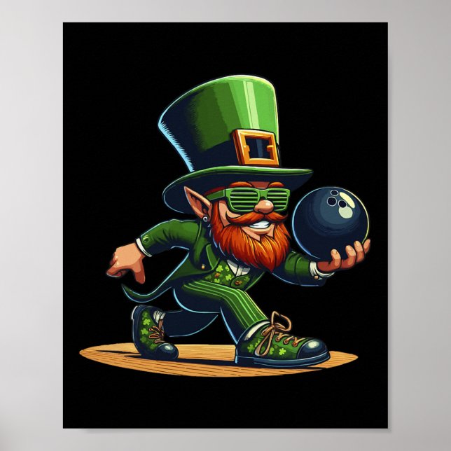 Leprechaun Bowling Bowler Tee St.patricks Day Kids Poster (Front)