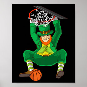 Leprechaun Bysketbyll St Patricks Day Kids Boys  Poster